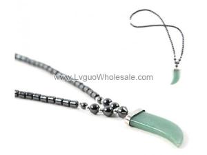 Green Aventurine Claw Pendant Hematite Beads Stone Chain Choker Fashion Women Necklace